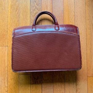 DeBon Woven Brown Leather Briefcase Shoulder Bag with Strap